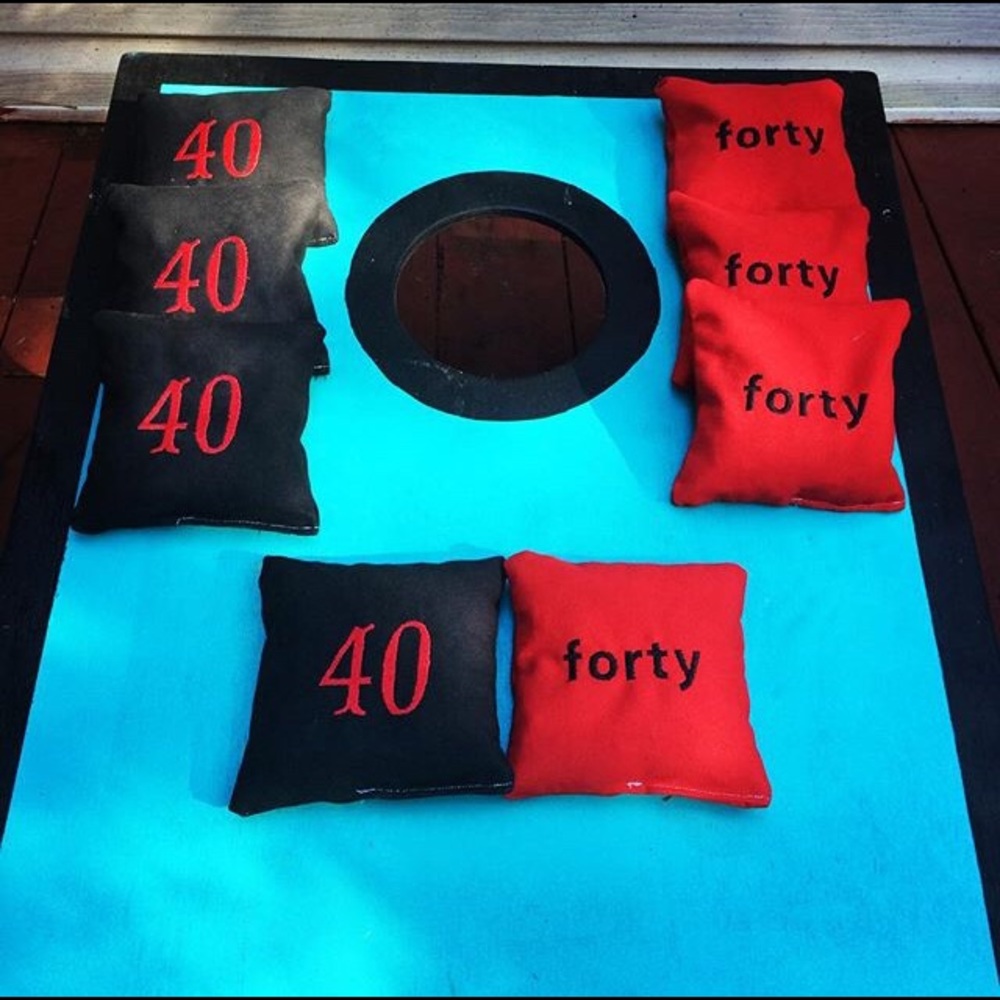 Custom embroidered birthday bags for cornhole